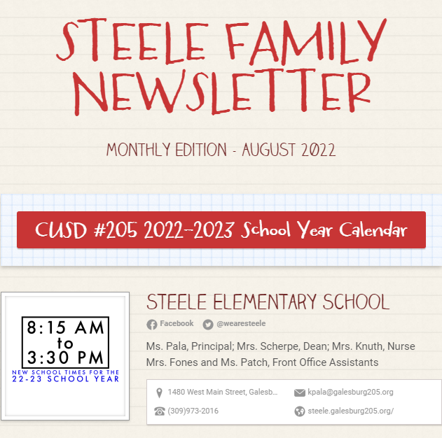 August 2022 Steele Family Newsletter