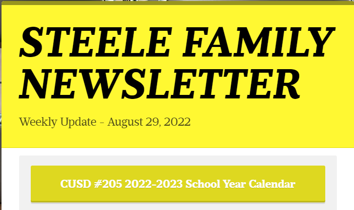 Weekly Update:  August 29, 2022 Steele Elementary