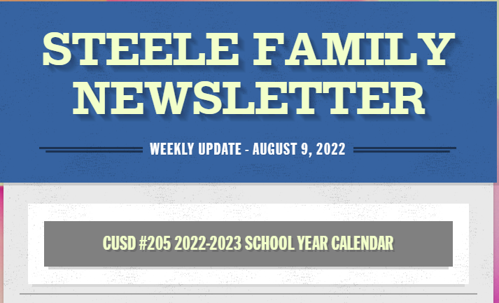 Weekly Update: August 9,  2022 Steele Family Newsletter