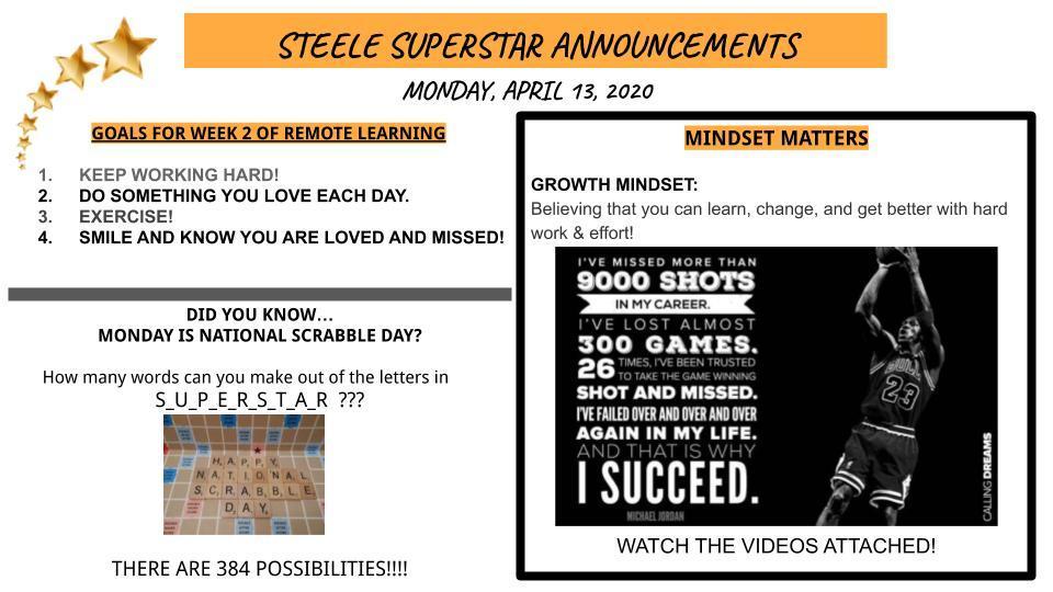 Weekly Announcements 4/13/2020