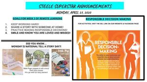Weekly Announcements for 4/13/2020