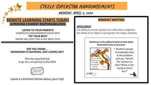 Weekly Announcements for 4/6/2020