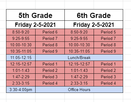 2-5 Schedule