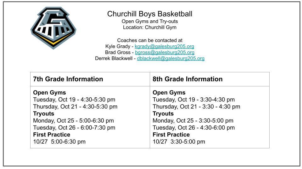 Information for Boys Basketball