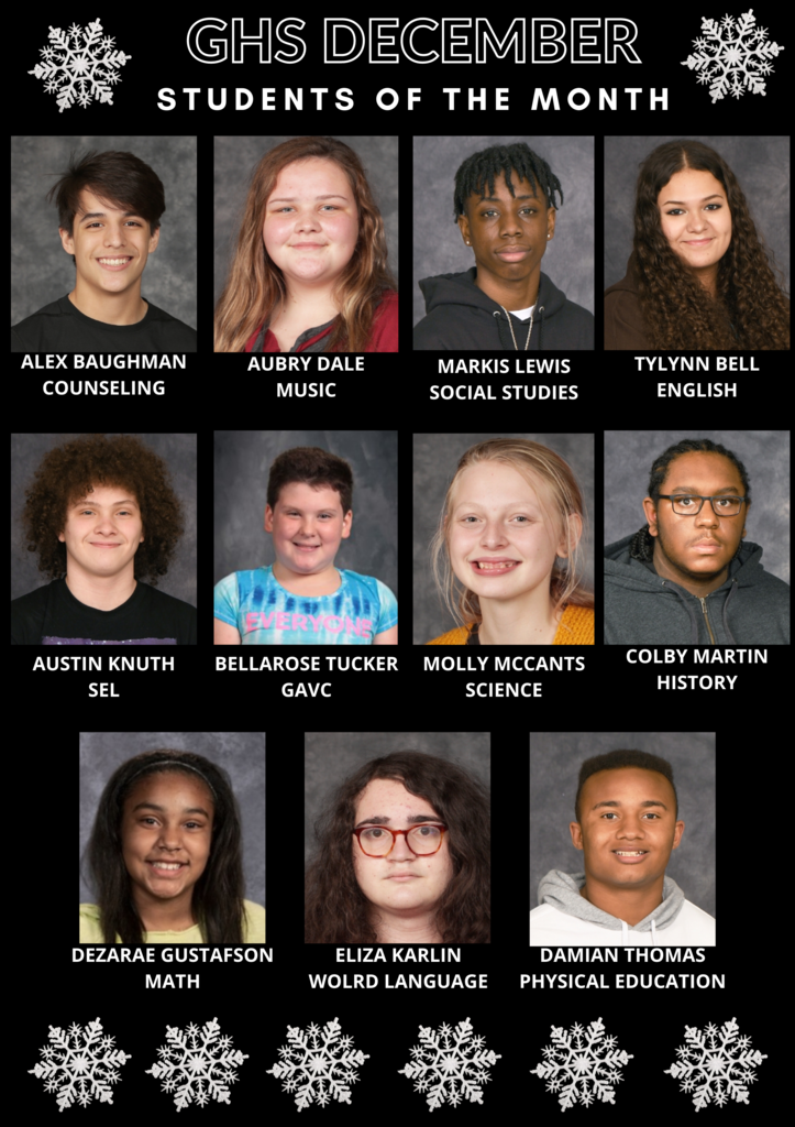 GHS December Students of the Month 