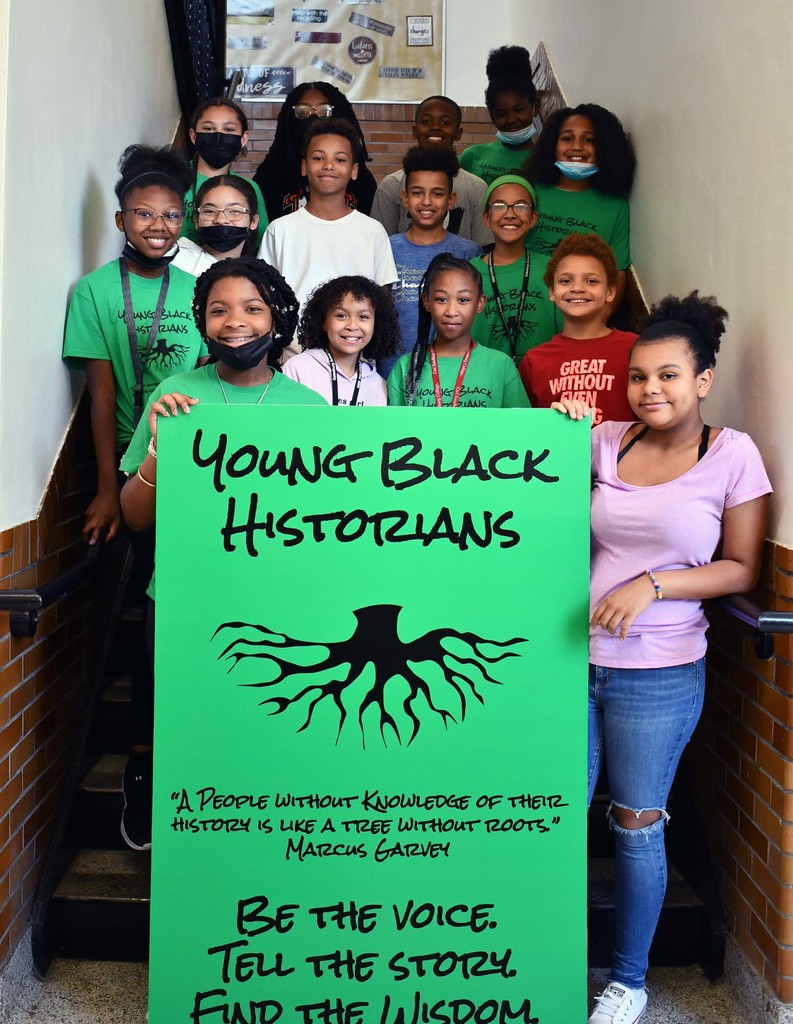 Young black historians at Lombard Middle School 